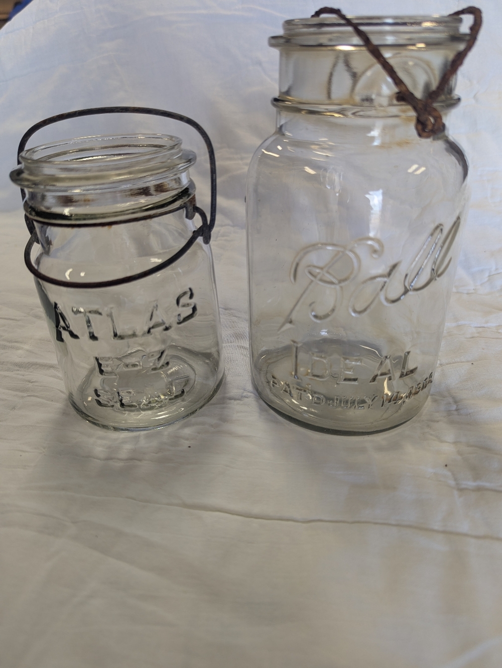 Ball & Atlas Vintage Glass Canning Jars - Clear with Wire Handles